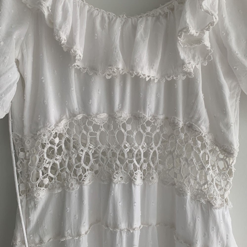 Free People Cruel Intentions white boho crochet lace mini dress, size 12 - Picture 3 of 16